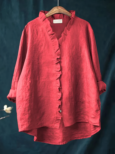 Ella - Elegant Ruffled Button-Up Blouse