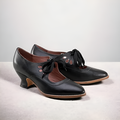 Amy - Women's Vintage Lace-Up Leather Heels