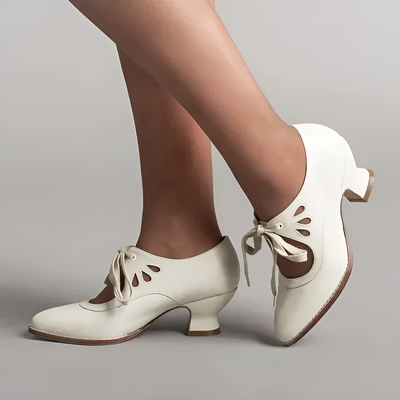 Amy - Women's Vintage Lace-Up Leather Heels
