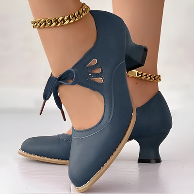 Amy - Women's Vintage Lace-Up Leather Heels