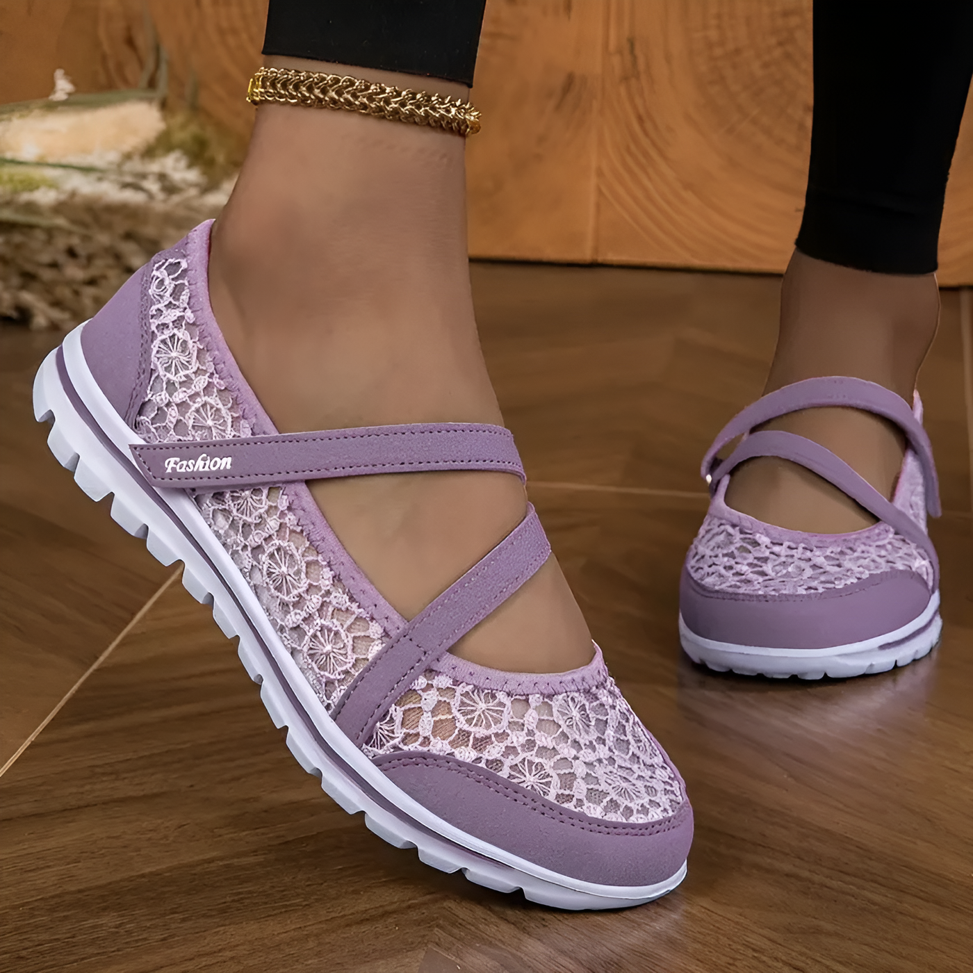 Lucy - Elegant Lace Breathable Slip On Orthopaedic Sneakers