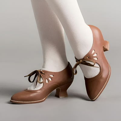 Amy - Women's Vintage Lace-Up Leather Heels