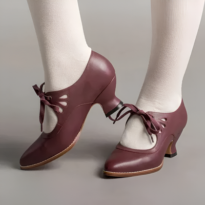 Amy - Women's Vintage Lace-Up Leather Heels