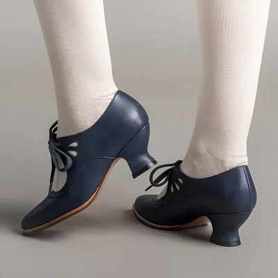 Amy - Women's Vintage Lace-Up Leather Heels