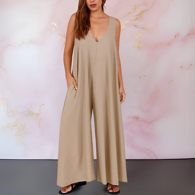 Mandy – Comfortable Jumpsuit with V-Neck and Wide Legs