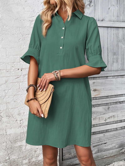 Feline – Casual Button Down Shirt Dress