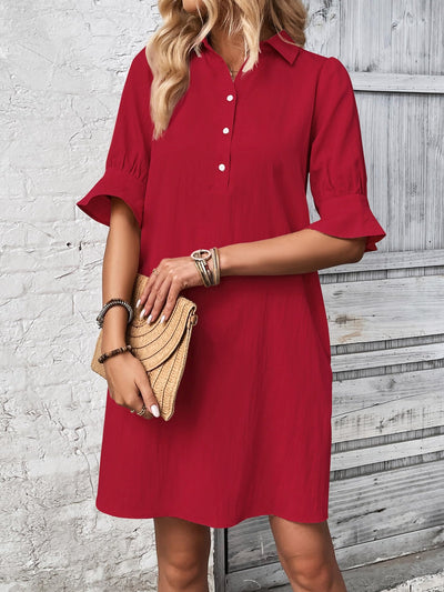 Feline – Casual Button Down Shirt Dress