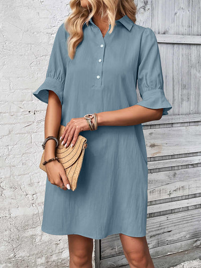 Feline – Casual Button Down Shirt Dress