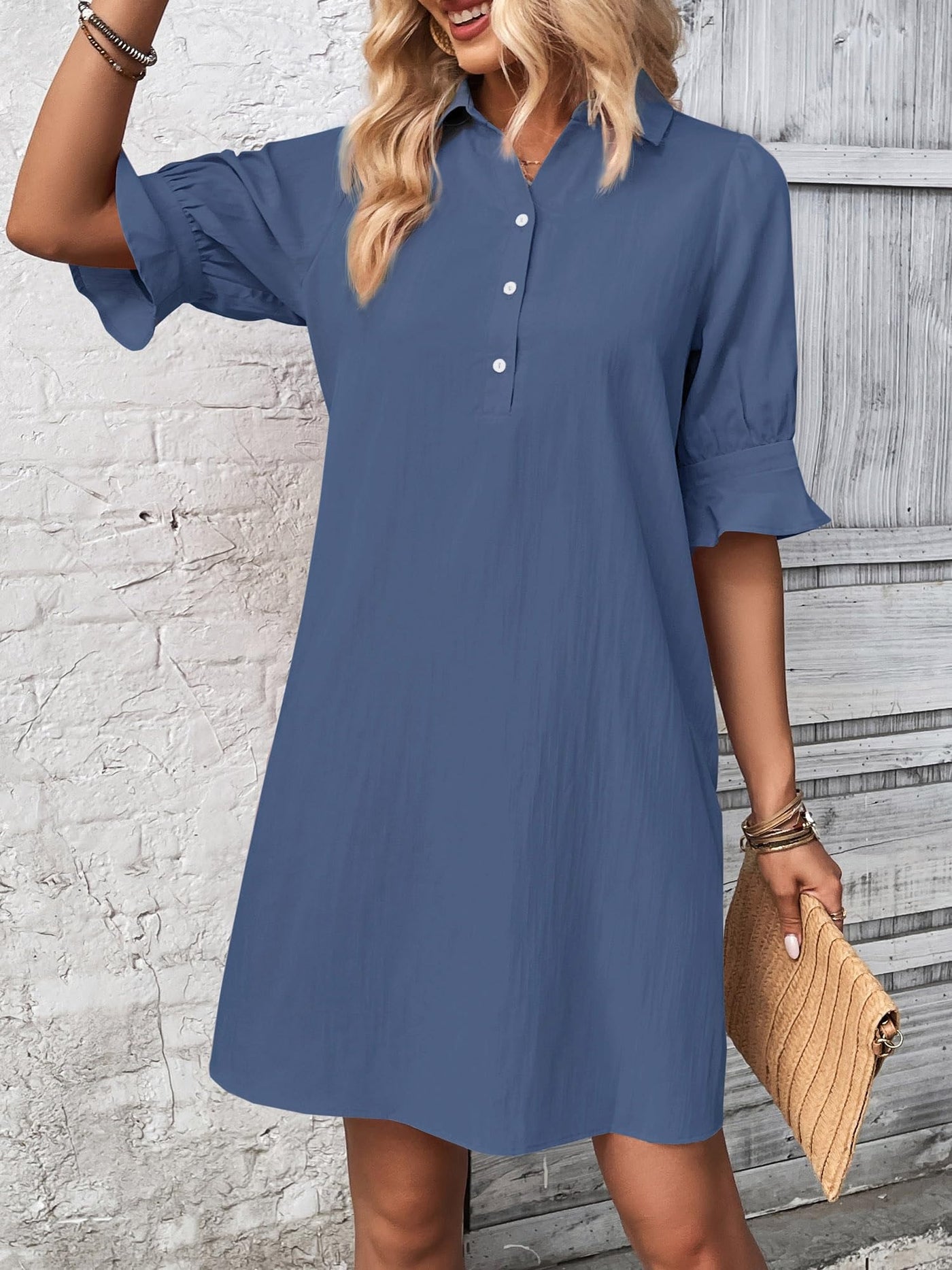 Feline – Casual Button Down Shirt Dress