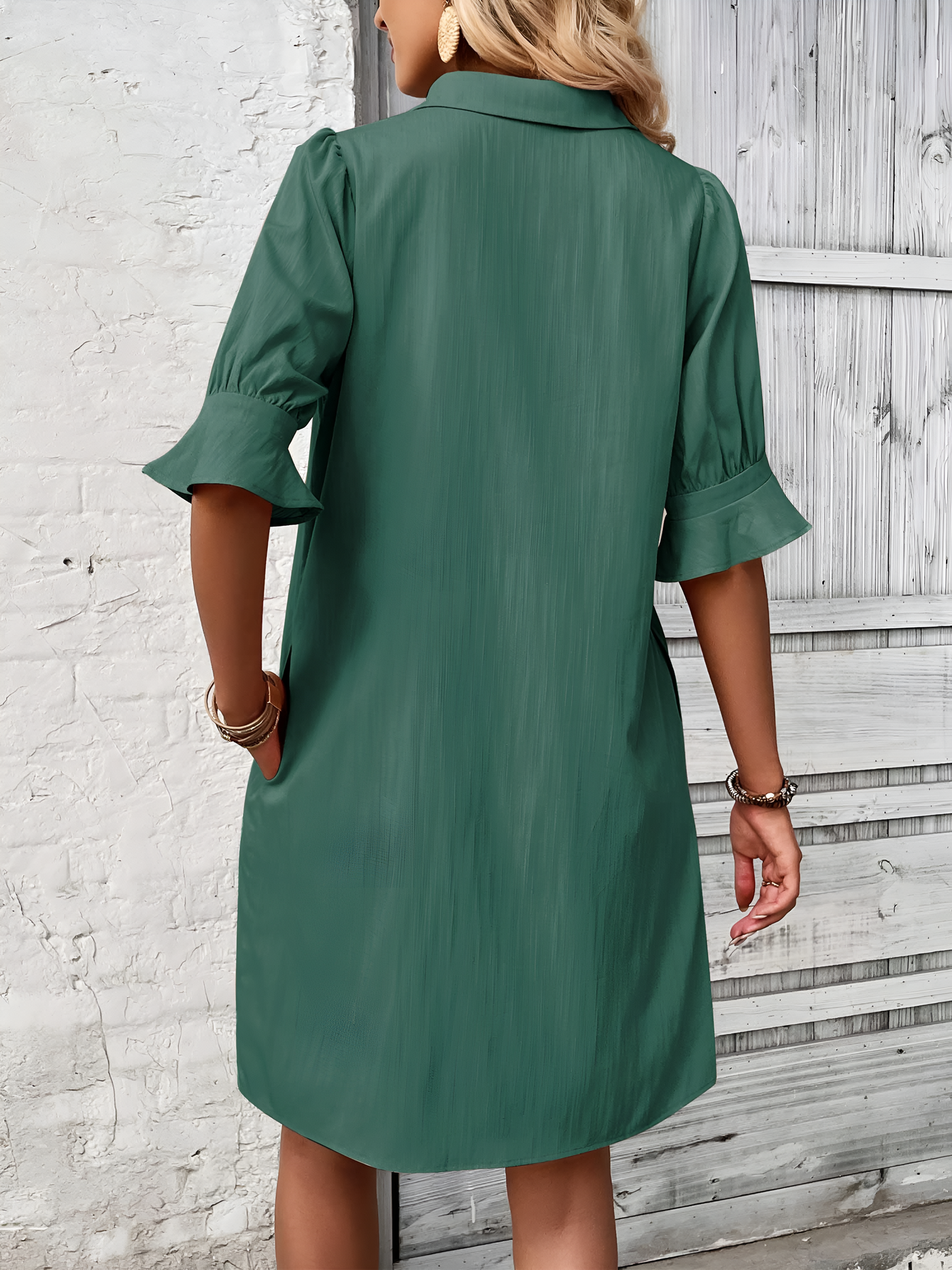 Feline – Casual Button Down Shirt Dress