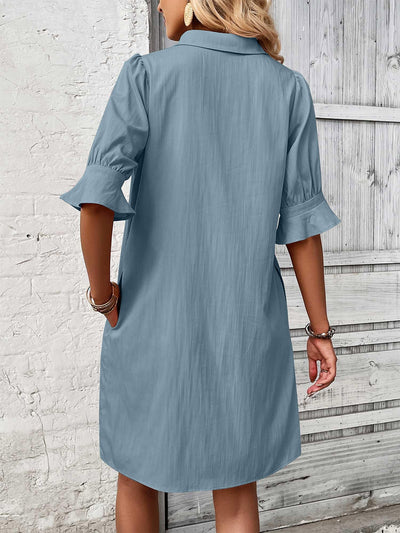Feline – Casual Button Down Shirt Dress