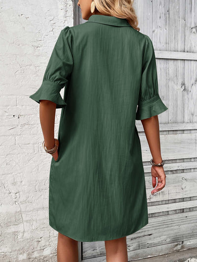 Feline – Casual Button Down Shirt Dress