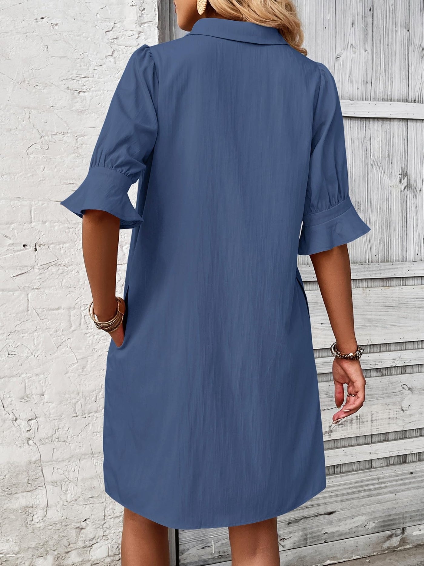 Feline – Casual Button Down Shirt Dress