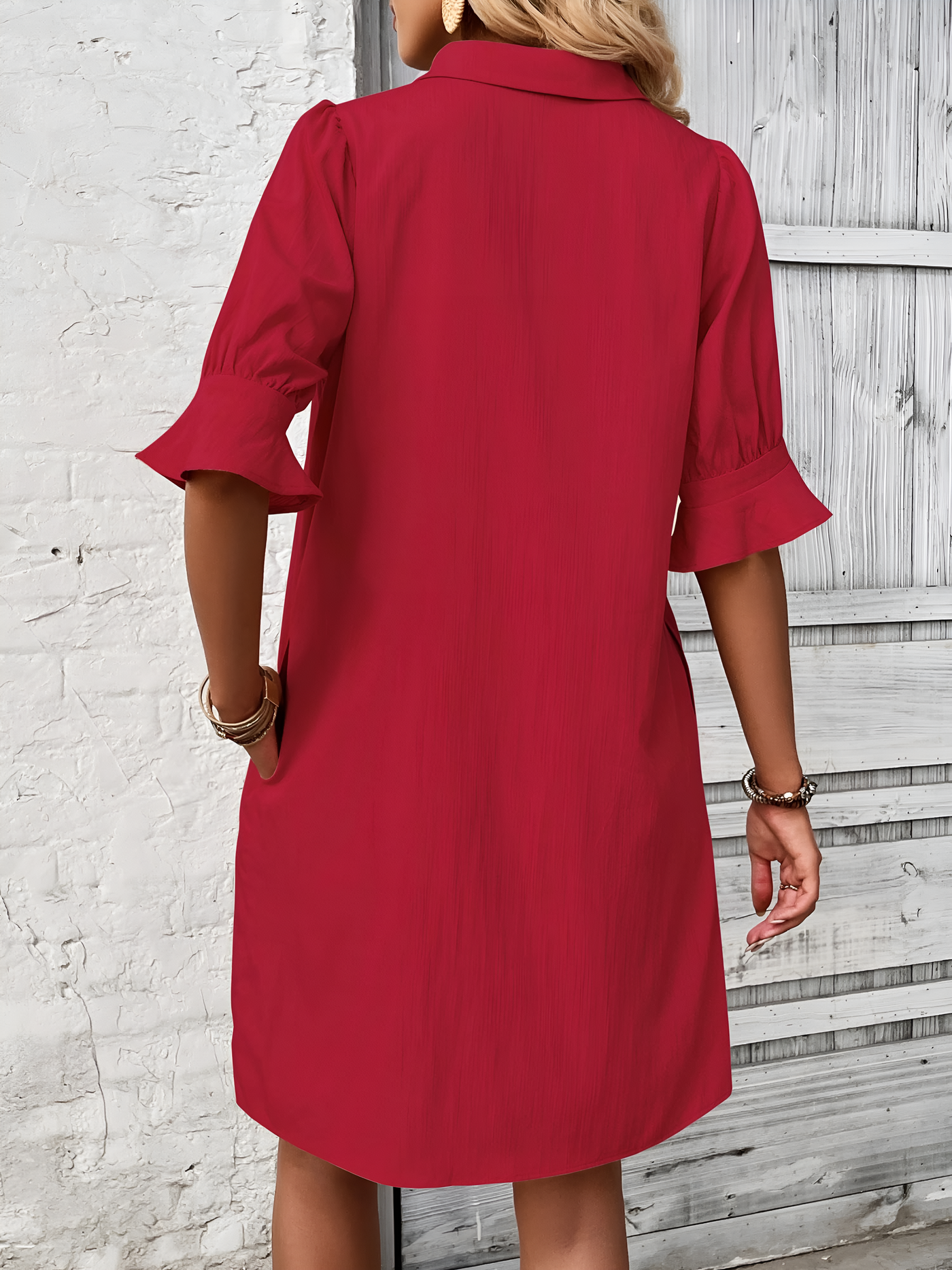Feline – Casual Button Down Shirt Dress