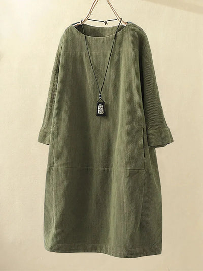 Kaia - Relaxed Corduroy Midi Dress