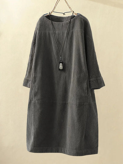 Kaia - Relaxed Corduroy Midi Dress